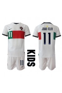 Portugal Joao Felix #11 Babyklær Borte Fotballdrakt til barn VM 2022 Korte ermer (+ Korte bukser)
